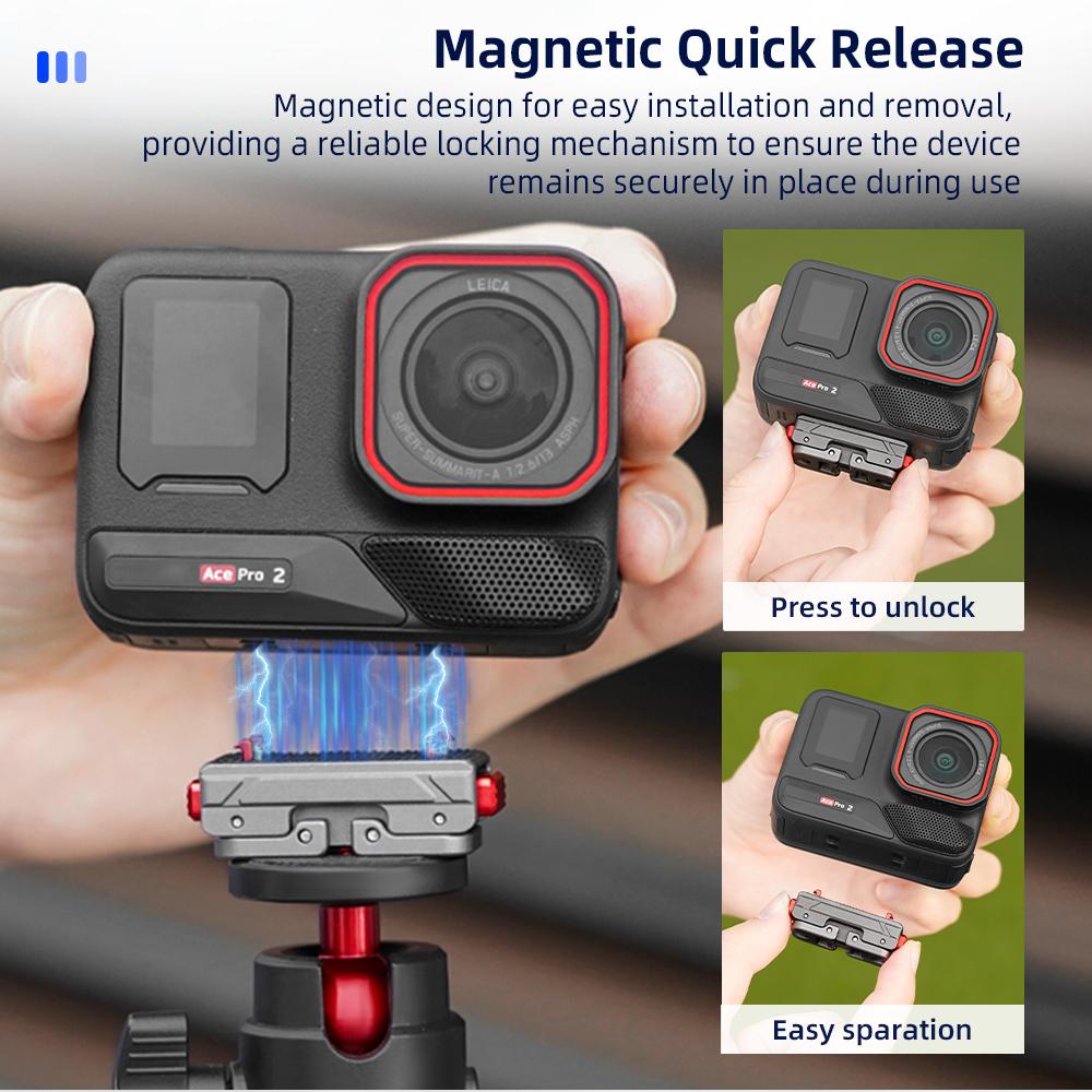 FLYMILE Metal Mount Kit for Insta360 Ace/Ace Pro/Ace Pro 2/X4/X3/X2 Quick Release Adapter Base