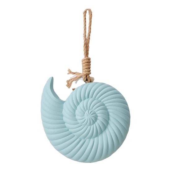 Nautical Wooden Conch Ornament with Hemp Rope Summer Ocean Beach Hanging Decoration for Farmhouse Hawaiian Tropical Party Supplies