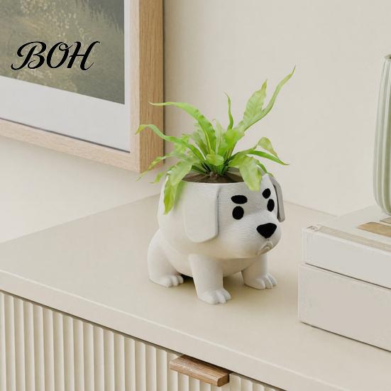 Healing Desk Decor 2 Pcs Dog Planter Pot, Funny 3D Printed Animal Planter, Cute Puppy Flower Pot for Home Office Indoor Outdoor Compact Holder
