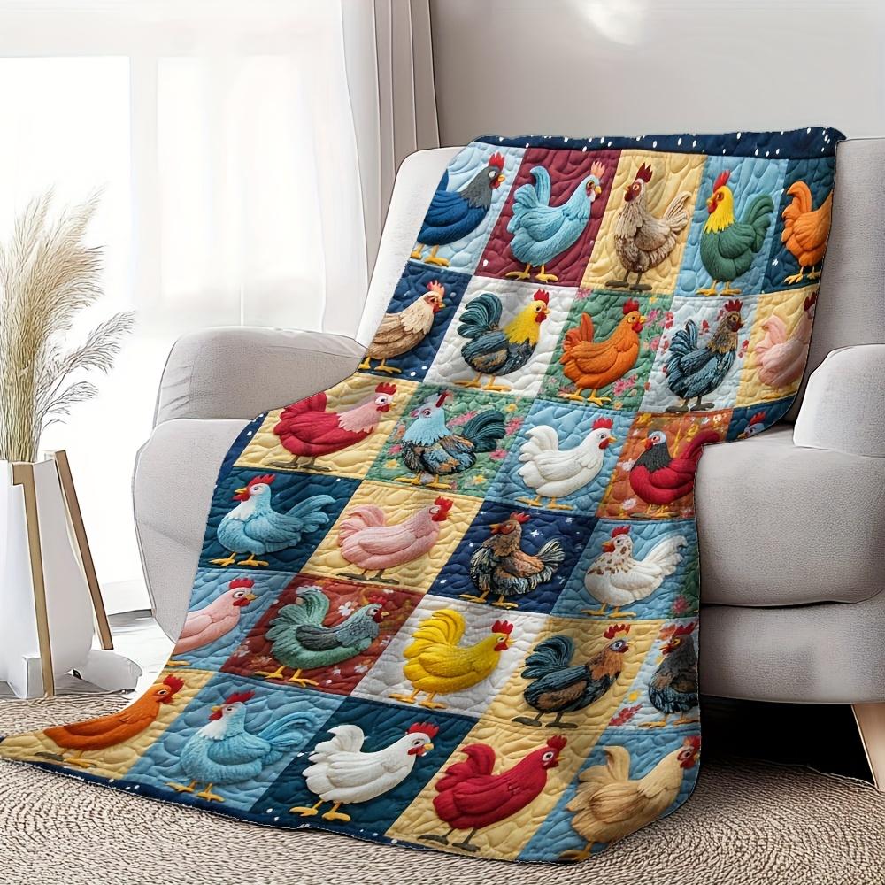 colorful chicken-patterned flannel blanket,starry night sky and whimsical chick theme,suitable for all seasons-the perfect gift 75x90cm