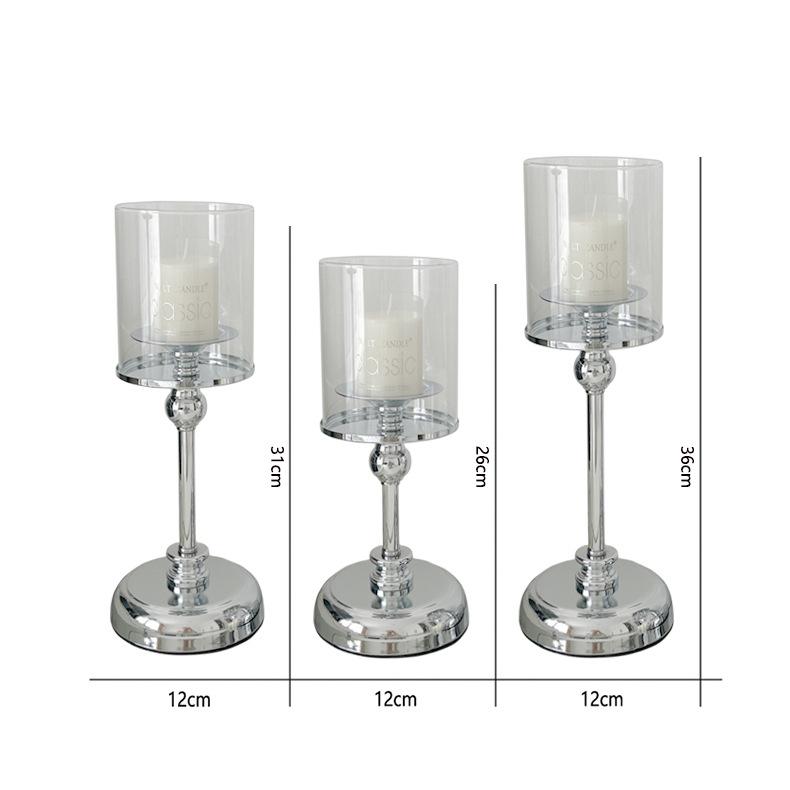 Detachable Metal Glass Candle Holders Transparent Luxury European Style Candlestick Anti-slip Table Ornaments