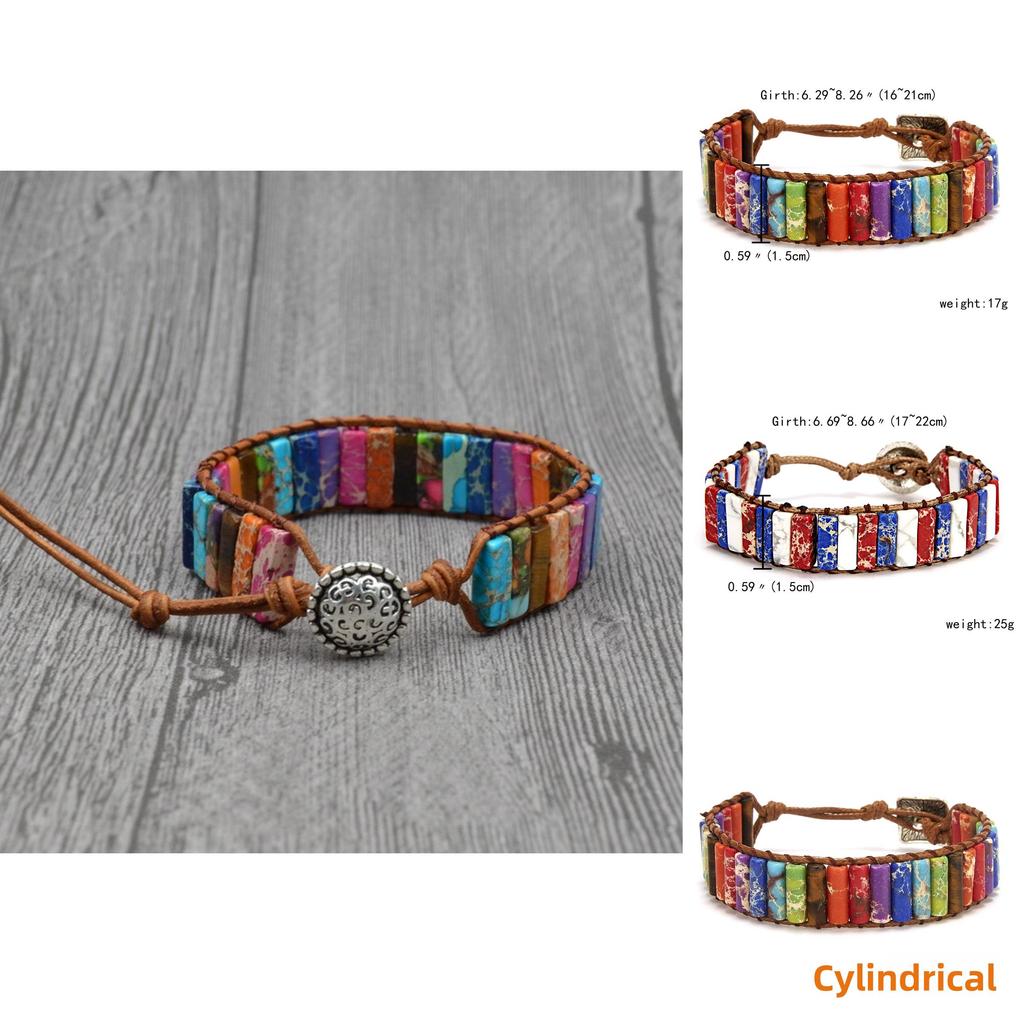 Ethnic Inspired Artificial Colored Stone Weaving Wide Bracelet For Women With Minimalist Design