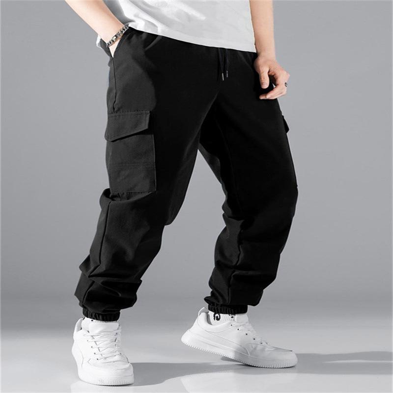 Men's Casual Cargo Pants Workout Joggers Sweatpants Hiking Drawstring Tactical Sports  Pants with Pockets Loose Athletic Trousers for Men