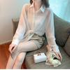 Thin Chiffon Shirt Women's Lace Up Cardigan Summer Outfit New Long Sleeve Sun Protection Shirt Top Women