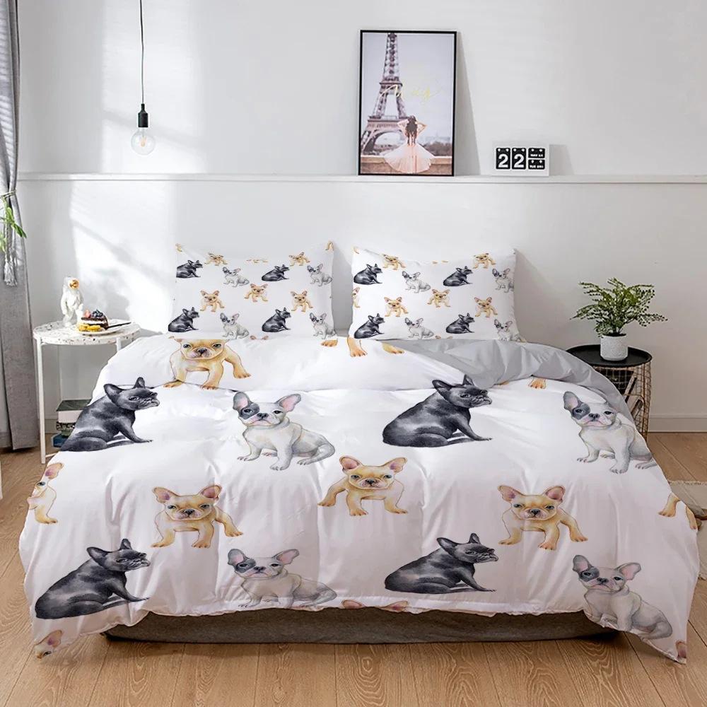 French Bulldog Bedding Set Children'S Cartoon Puppy Three-Piece 3D Digital Printing