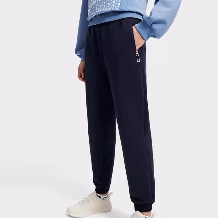 FILA Athletics Solid Color Simple Cuffed Fitness Pants Women pants Dark-Blue A11W311603F-NV