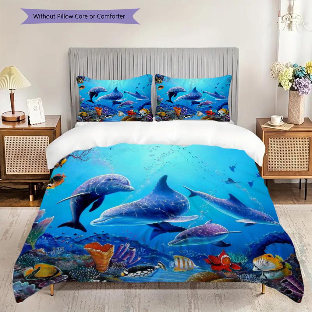 Ocean Life Underwater Scene Bedding 1 Duvet Cover 2 Pillowcase Without Core Bedding Set Christmas Birthday Gift Duvet Cover And Pillowcase