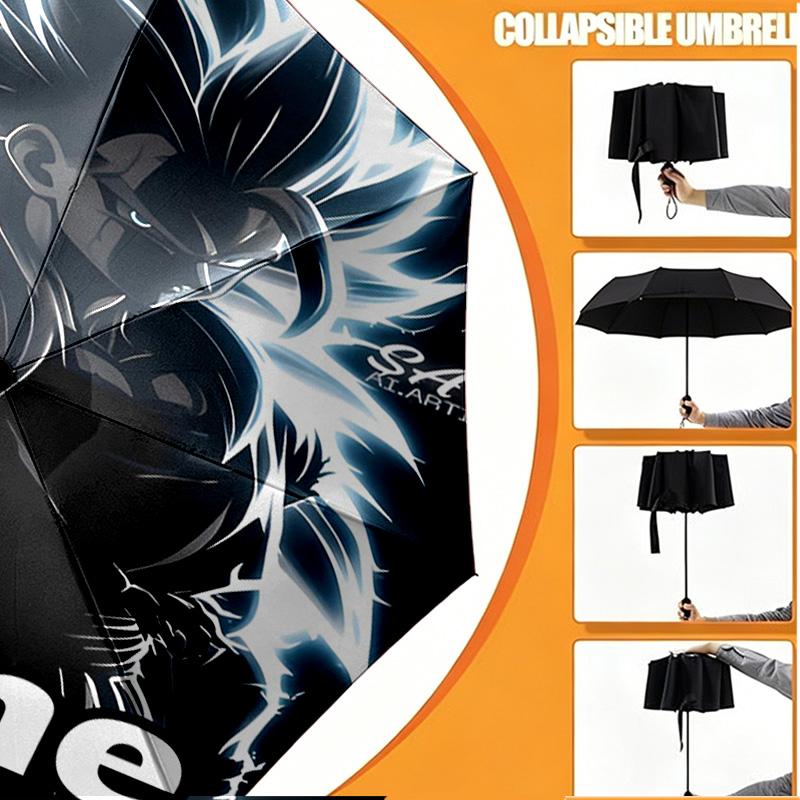 Custom Name Personalized DRAGON BALL Print Umbrella, Auto Open Close, 8‑Rib Sturdy Frame, Commute Camping Hiking Use, Birthday Gift