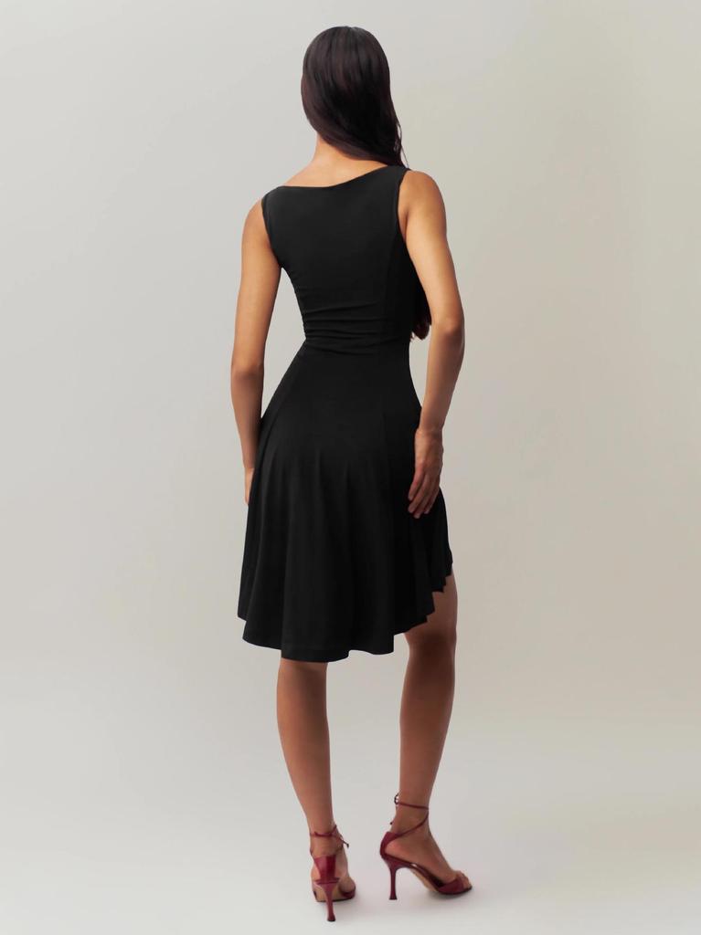 2025 Slim Fit One-Shoulder Sleeveless Dress – Solid Color, Waist-Cinched, Slimming Design