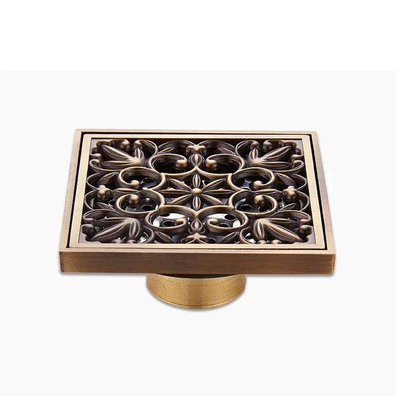 European square deodorizing floor drain filter cover antique brushed floor drain shower hardware bathroom accessories sink drain