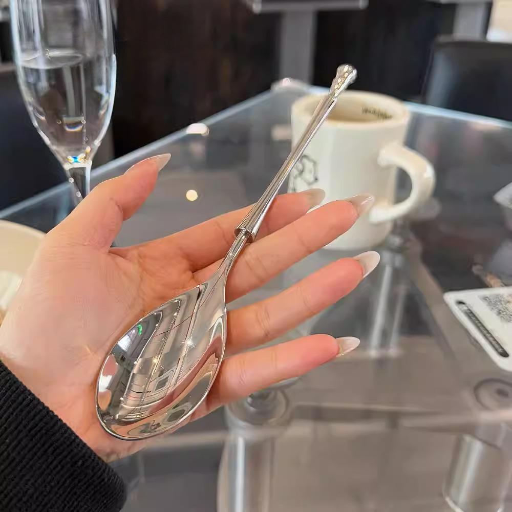 High-end Design Stainless Steel Spoon Retro Light Luxury Hotel Western Food Scoop Home Main Dining Spoon Kitchen Dining Scoop