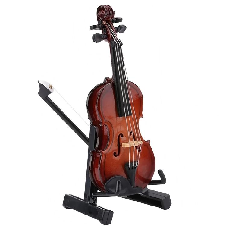 Small Acoustic Violin Detailed Ornament Violin Sculpture Wood Texture Perfect for Music Enthusiasts and Home Decorations