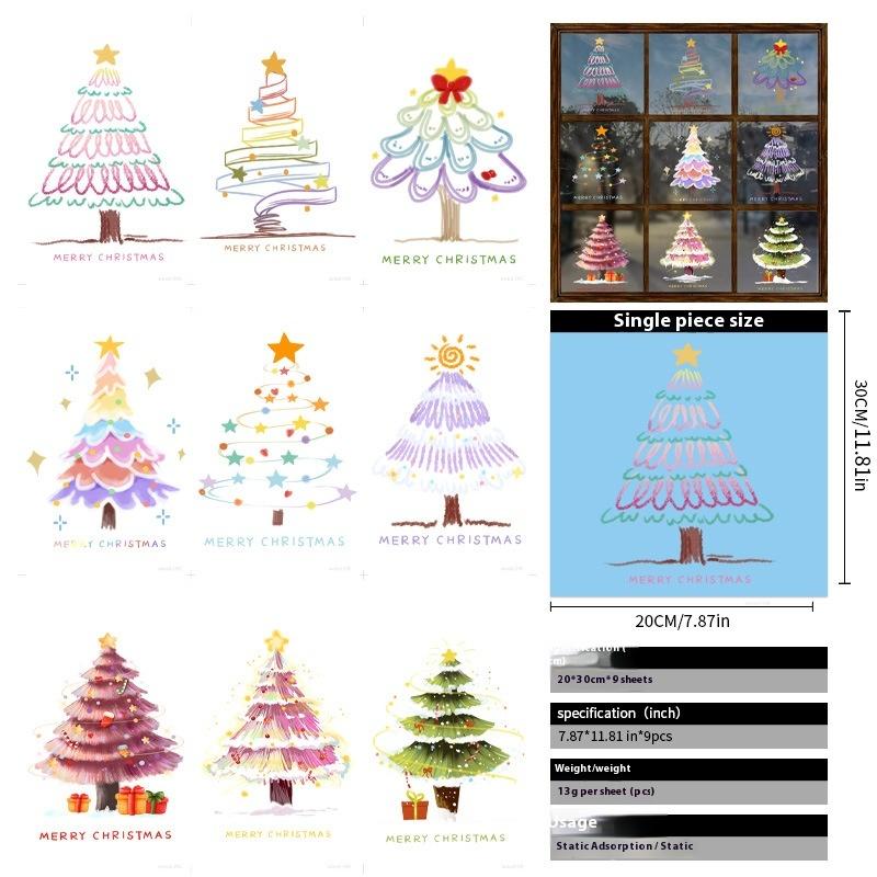 Santa Claus Christmas Ornaments Static Stickers Window Grilles Scene Arrangement Glass Doors Stickers Windows