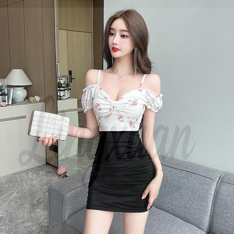 Sultry Mesh Print Off-Shoulder Bodycon Dress Large белый