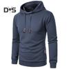 Men Fall Winter Hoodie Solid Color Drawstring Long Sleeves Jacquard Design Hooded Elastic Cuff And Hem Thin Daily Wear Casual Sport Top