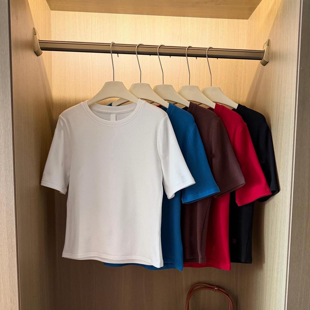 Spring 2026 Women's Round Neck Embroidered Solid T-shirt - Comfortable Base Layer Top