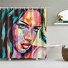 Cortinas de ducha de baño con diseño artístico de Graffiti para mujer, chica negra Afro americana, poliéster impermeable con ganchos