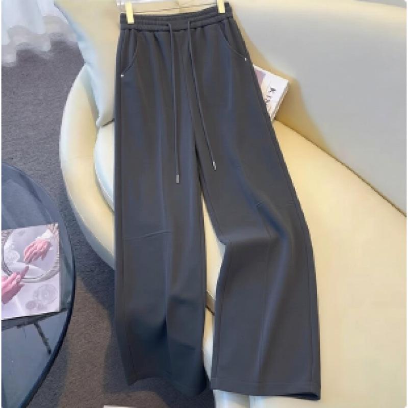 Women’s Red Wide-Leg Spring 2026 Casual Sport Pants – Loose, Lazy, and Trendy Hot Style