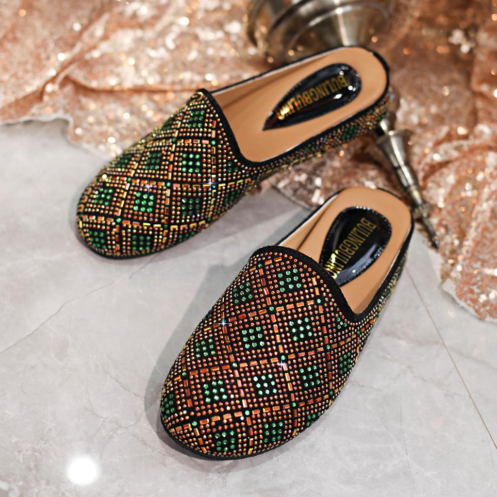 Aphixta Women's Crystal Slippers Slip-On Platform Shoes with Thick Heel Summer Slides Bling Casual Comfortable Beach Shoes