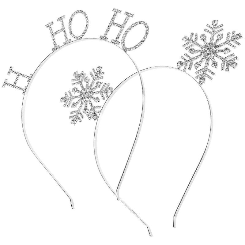Snowflake Christmas Hairband Xmas Party Decor for Decoration 2Pcs Silver