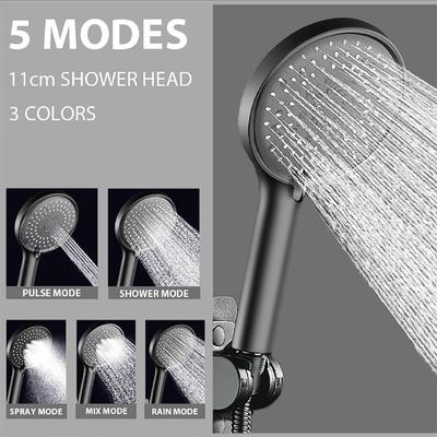 Washower Large Panel Shower Head 5 Modes Adjustable Water Saving ABS Rain High Pressure Spray Nozzle Bathroom Accessories