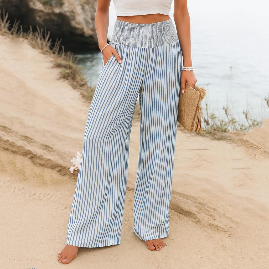 Pantaloni casual de damă, largi, moale, de culoare uni, pantaloni largi, lungi, cu talie înaltă, pantaloni drepti