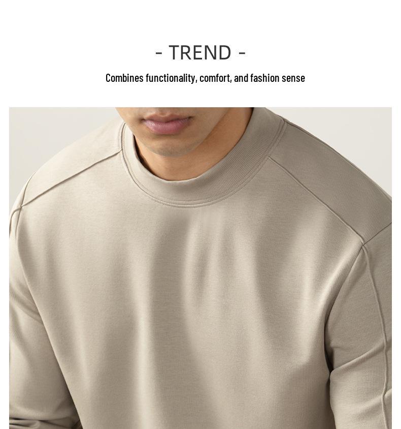 Men's Heavyweight Air Layer Long Sleeve Semi-High Neck Sweatshirt (340G) - Autumn/Winter Luxury