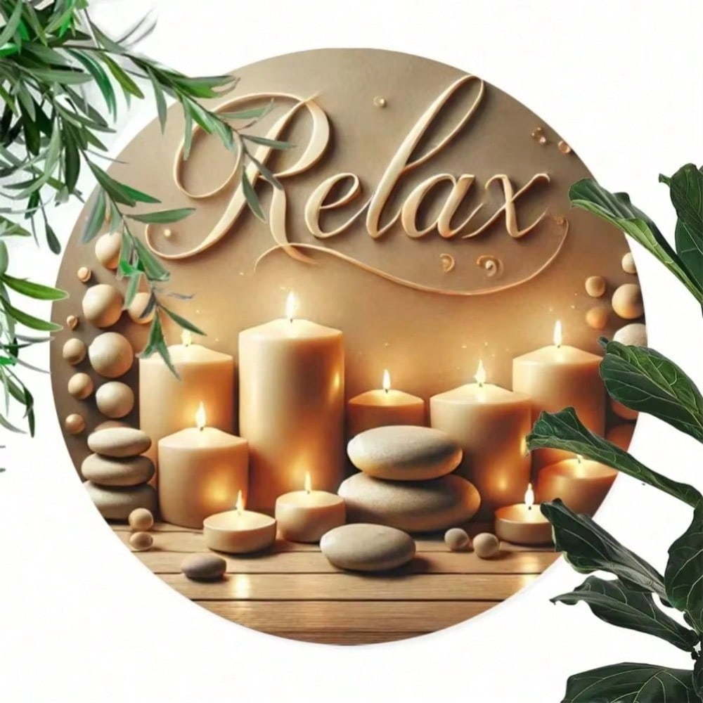 

7.8 Inch Round Metal Wall Art Zen Spa Decor Easy Hang Sign for Home Office Kitchen Bedroom 20X20 різнокольоровий