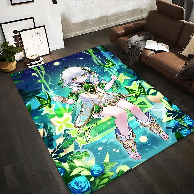 

Fantasy Anime Girl Carpet with Green Aura, Floral and Starry Design Suitable for use as an anti-slip for living room bedroom sofas 40x60cm( 15x23in )