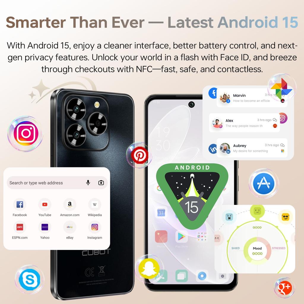 Cubot Note 60 Smartphone - 7.2 Inch 120Hz Display, 7000mAh, 16GB+128GB Android 15, 48MP Camera, 4G Dual SIM/Face ID/NFC/GPS/Dual Speakers