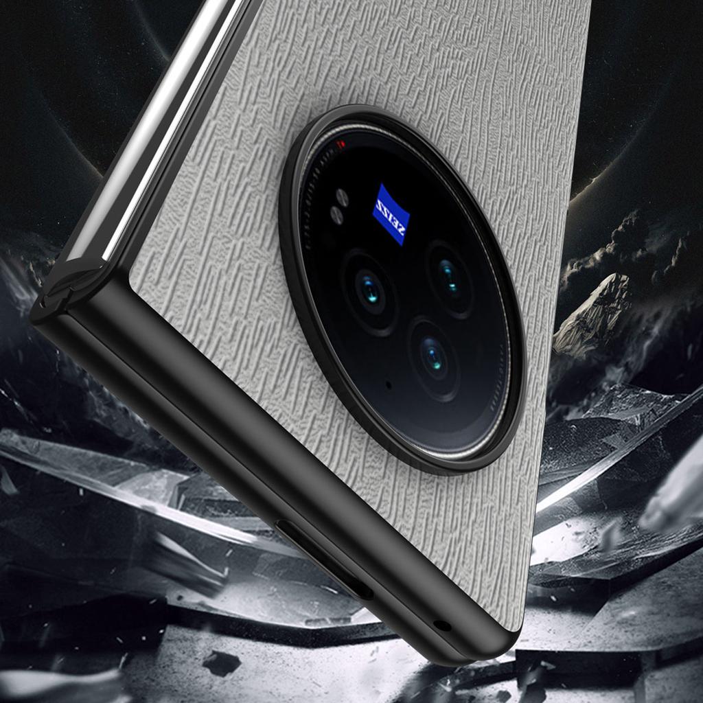 For vivo X Fold3 Pro Case Wood Grain PU Leather+PC+TPU Shockproof Folding Phone Cover