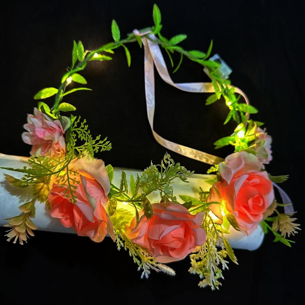

Nights Glow Color LED Flower Crown Diameter 18cm Multistyles Headband Garlands Flower Wreath Headband Wedding Baby Shower Decor