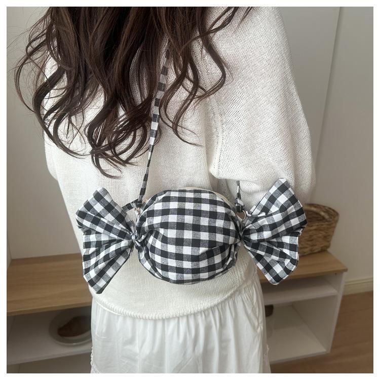 Fashi Plaid Candy Design Shoulder Bags for Women Lightweight Portable Ladies Crossbody Bag Pleated Simple Girls Zipper Handbag