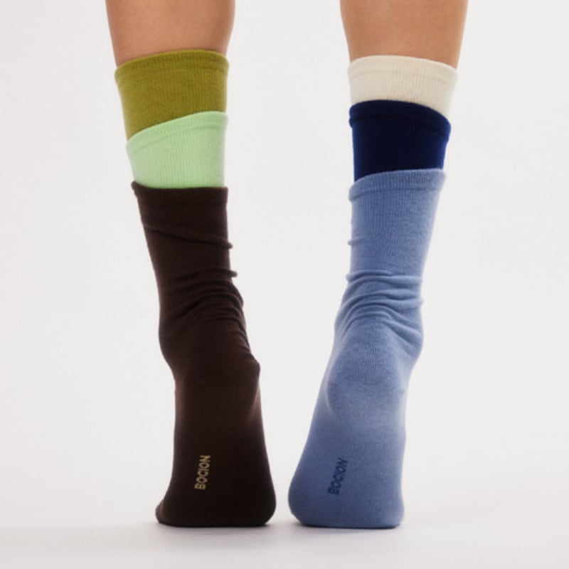 BOCION Old Denim Solid Color Long Socks