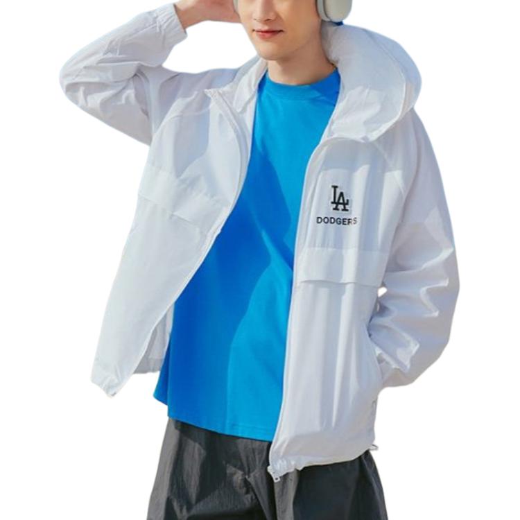 MLB Los Angeles Dodgers Letter Print Zip-Up Hoodie Unisex jackets White 3AWJB0133-07WHS