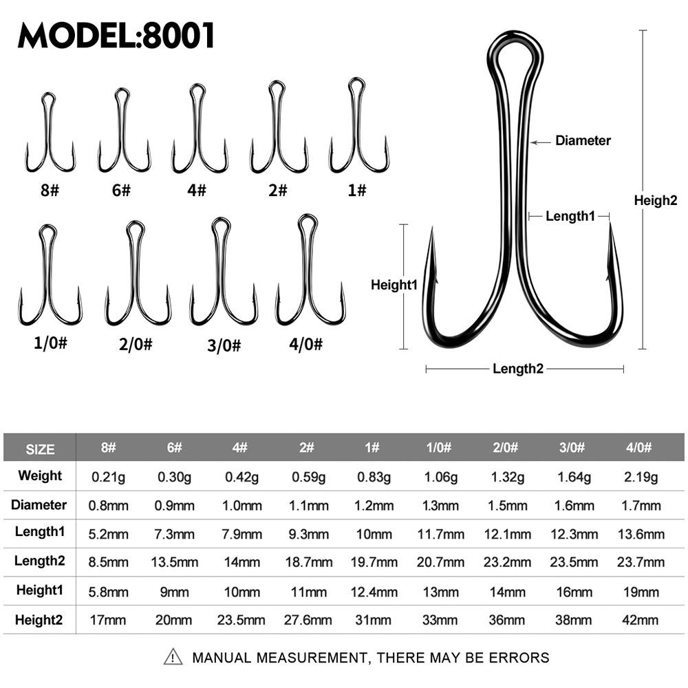 50pcs/bag Double Barbed Hook: Thunder Frog, 90° Chicken Claw, Fishing Lure/Anchor Hook