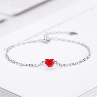 Glücksbringendes doppelseitiges Armband in Form eines roten Herzens und Pfirsichs, Kreuzkette für Damen, verlängerte Schwanzkette in Liebesform.