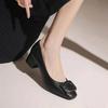 Height increase cm classic four-season rv square buckle hollow single shoes women's new temperament square head small leather sandals outer wear