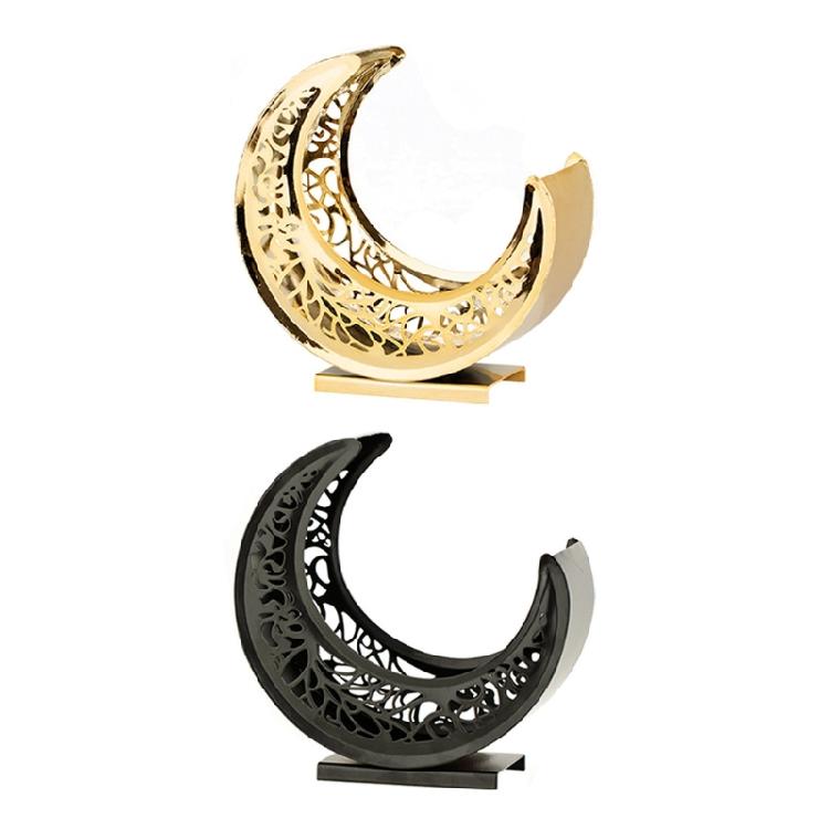 Curved Moon Metal Snacks Platter Dishwasher Safe Surfaces Ornamental Kitchenwares For Candy Appetizers Home Decoration