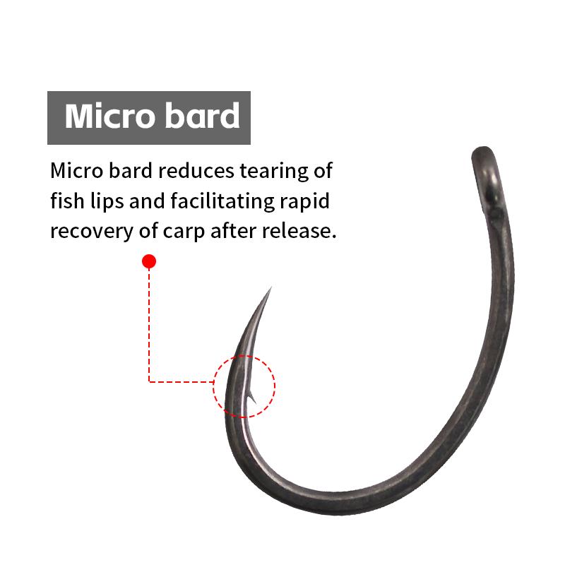 10pcs Carp Fishing Krank Hook EXTRA Extra Wide Gape Reversed Alloy Steel Mirco Barded/Barbless PTFE Coating Size 1 2 4 6