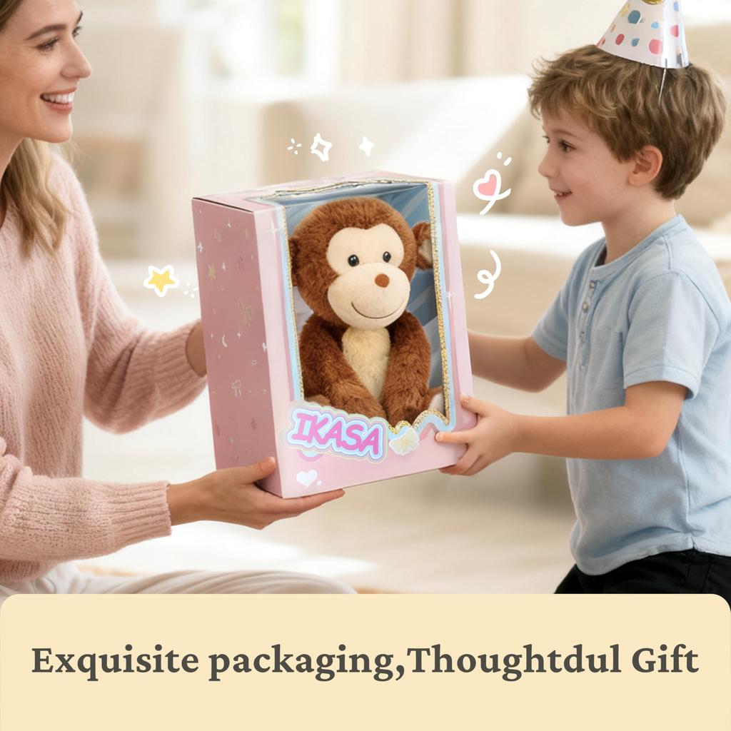 IKASA 32cm Niedliches Affen-Stofftier - Flauschig und kuschelig, ein tolles Geschenk für Ihre Familie oder Liebsten.