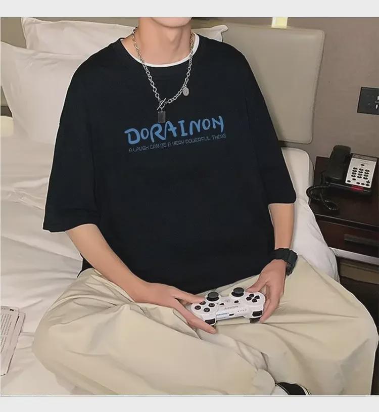 Doraemon Men's American Retro White Short Sleeve Couple T-Shirt