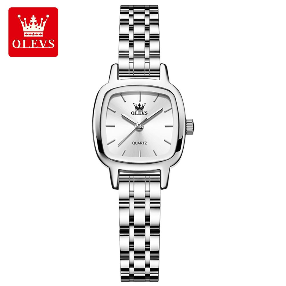 OLEVS 5675 NEW Woman Watch Elegant Square Waterproof Ladies Wristwatch Gifts Original Solid Steel Strap Quartz Watches For Women