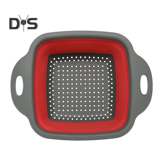 

Складная корзина для слива с ручкой, пищевая, без BPA, большая емкость, квадратный силиконовый складной дуршлаг для овощей и фруктов