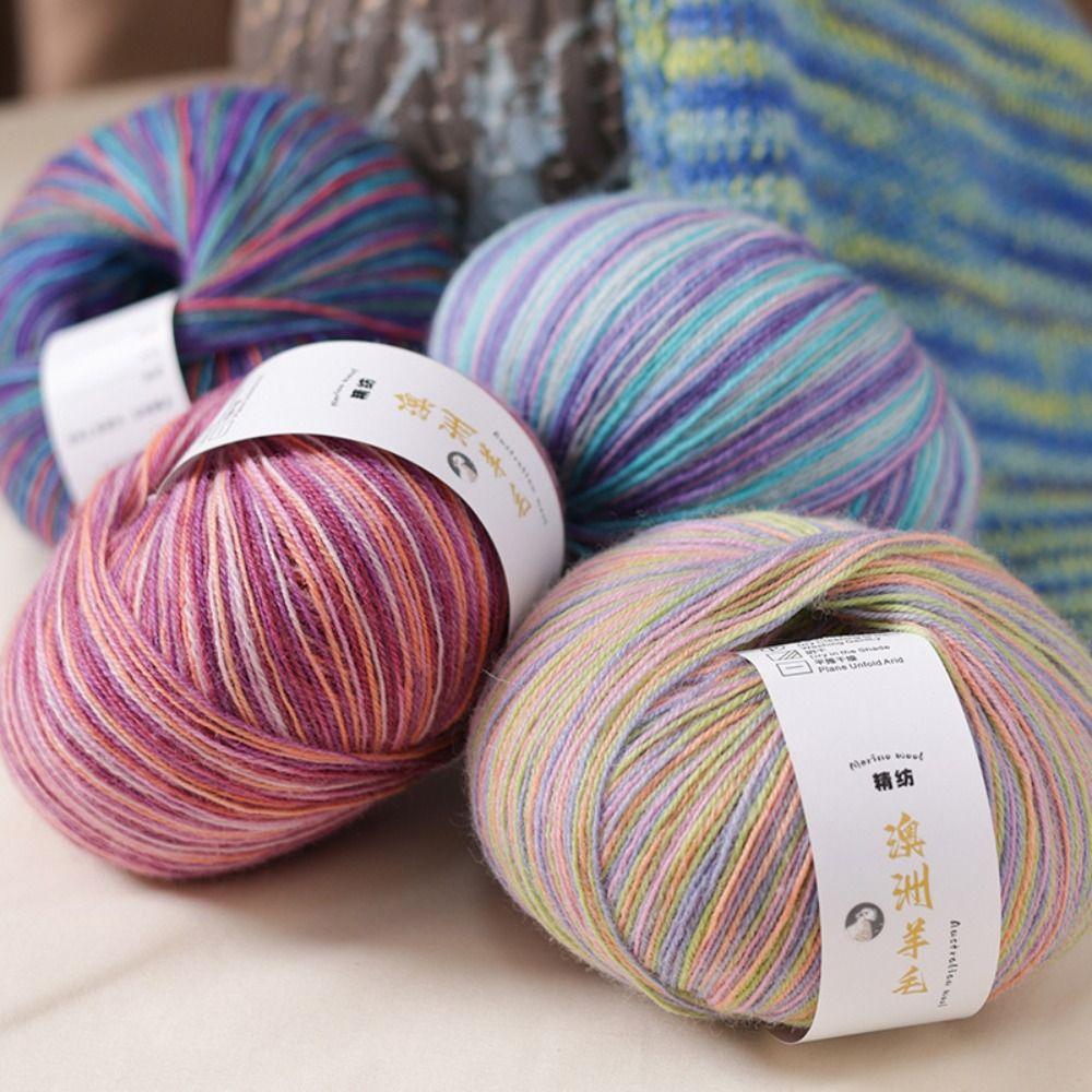 50g/ Roll Practical Gradient Color Wool Yarn Multicolor Knitting Long Velvet Yarn DIY Soft Knitting Yarn for Hat Sweater
