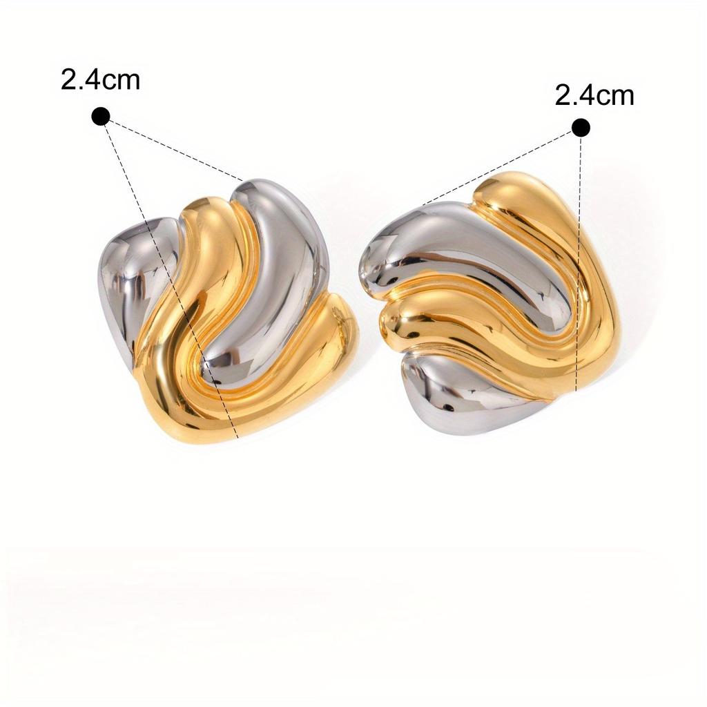 Boucles d'oreilles de style INS à personnalité exagérée, boucles d'oreilles concaves convexes à assortiment de couleurs irrégulier, accessoires de bijoux pour femmes à la mode et cool.