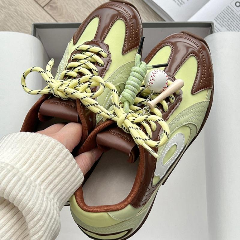 

Туфли на низком каблуке, плоская подошва, вулканизированные, пэчворк, весна/осень, бейсбольный шов, женская обувь на распродаже 2025, модная обувь высокого качества 40 зелёный