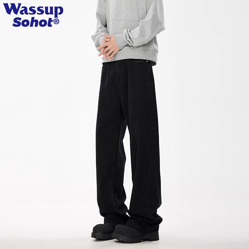 Wassup Sohot Men s American Retro Straight-Leg Jeans M