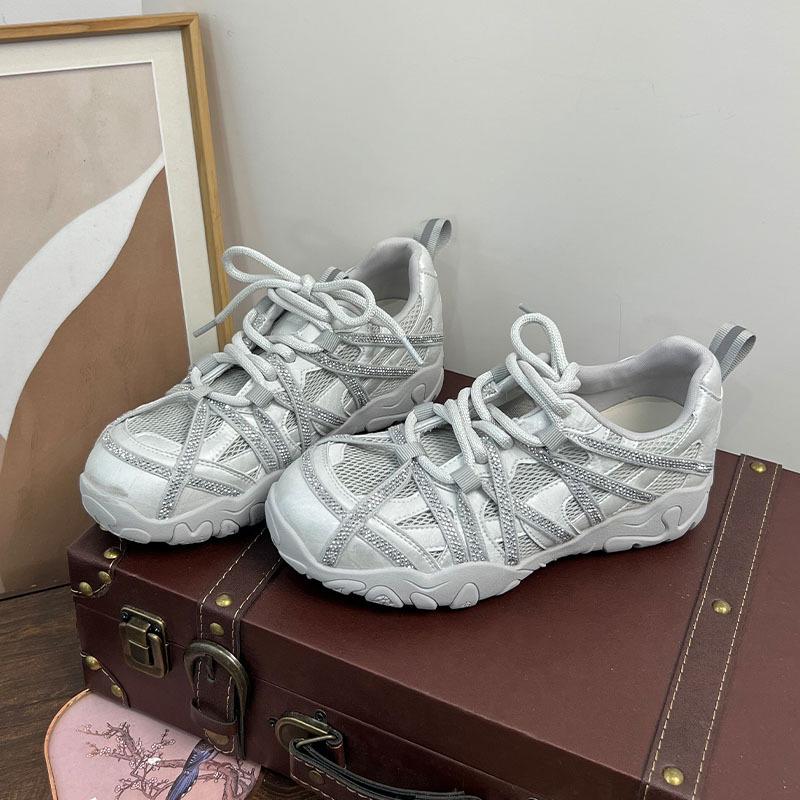 Rhinestone German training shoes women's summer new casual versatile trendy cool dad shoes platform mesh breathable sneakers