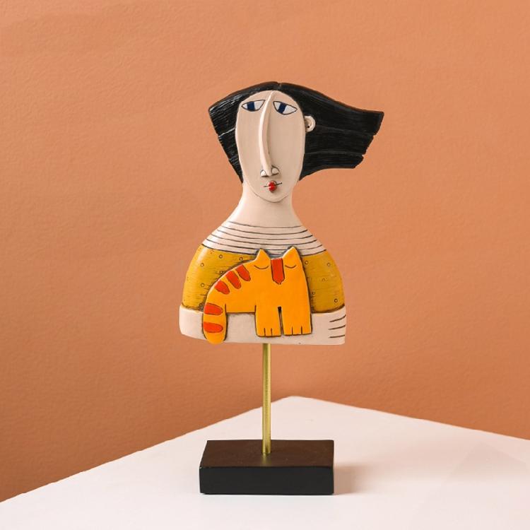 Face Art Statue Sculpture Resin Handmade Carving Figurine Study Studio Room